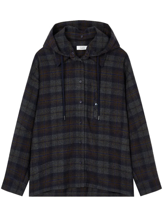 Checked Hooded Shirt
