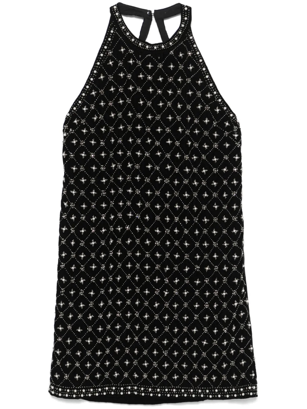 Crystal-Embroidered Velvet Mini Dress