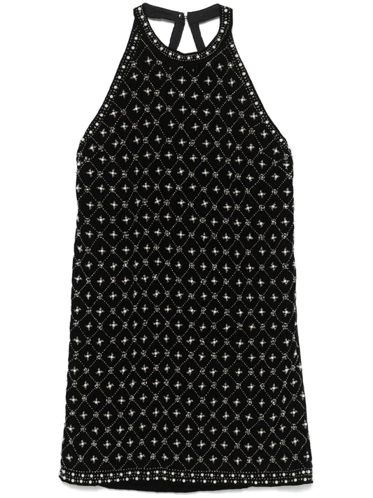 Crystal-Embroidered Velvet Mini Dress