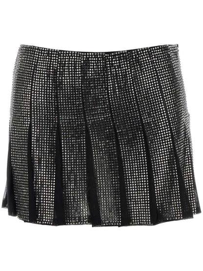 Crystal-Embellished Tulle Mini Skirt