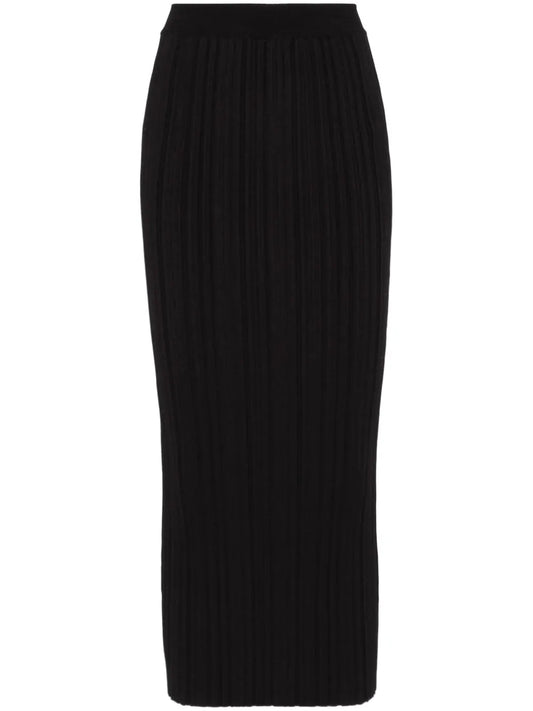 Plissé-Effect Midi Skirt