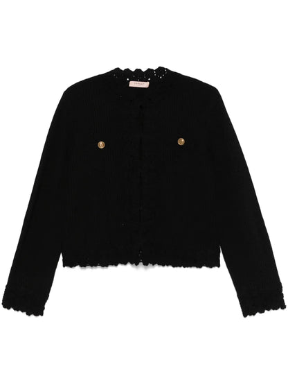 Crochet-Trim Cardigan