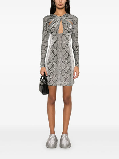 Lurex Snake-Print Mini Dress