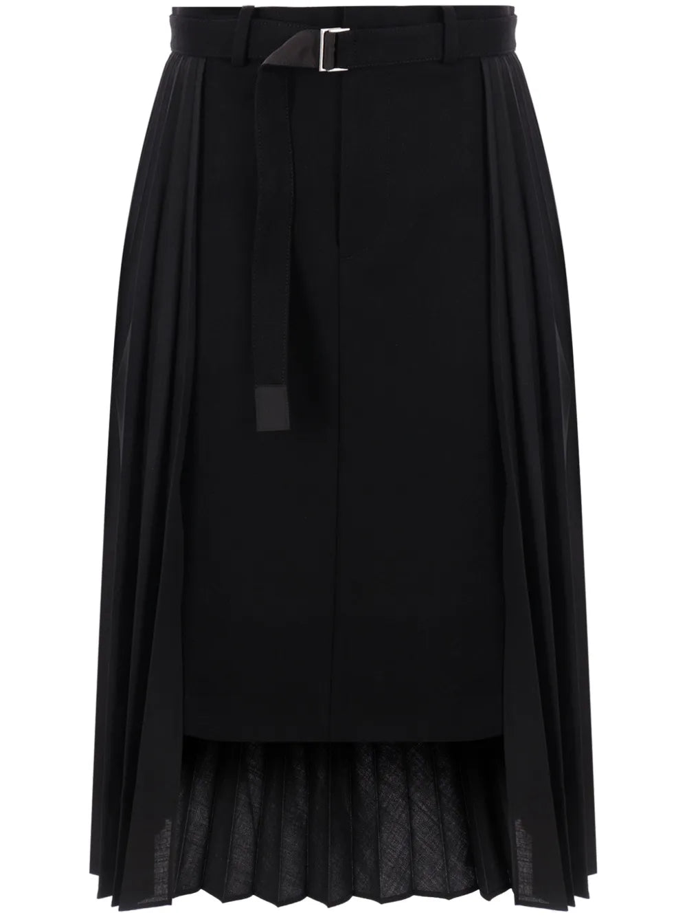 Belted Pleated Midi Skirt