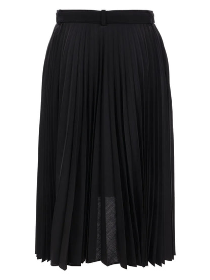 Belted Pleated Midi Skirt