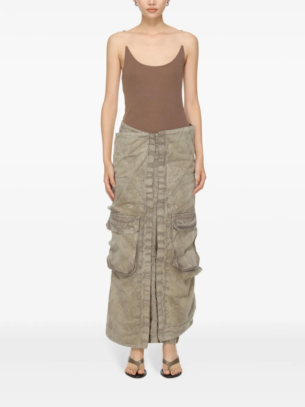 Cargo-Pocket Midi Skirt