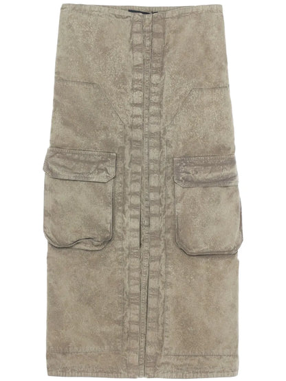 Cargo-Pocket Midi Skirt