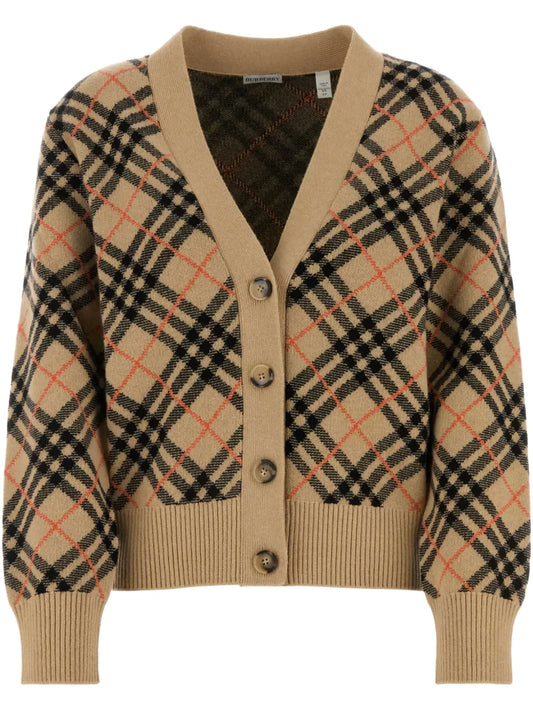 Checked Cashmere Cardigan