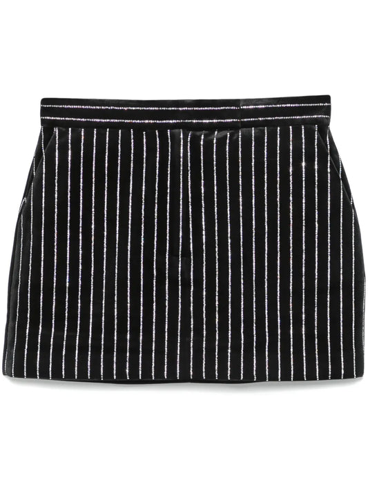 Crystal-Embellished Velvet Mini Skirt