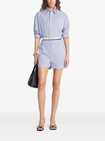 Striped Poplin Shorts