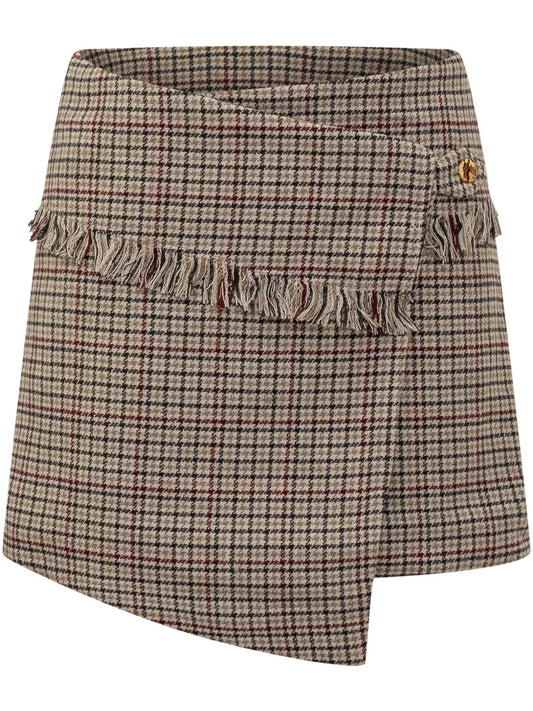 Checked Wrap Mini Skirt