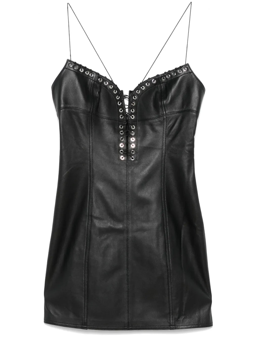 Cleavage Leather Mini Dress