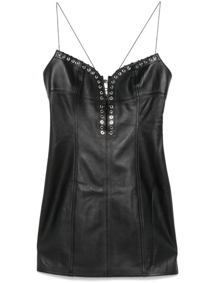 Cleavage Leather Mini Dress