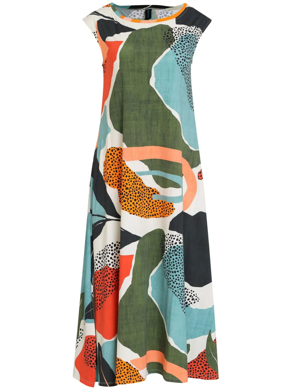 Tie Abstract-Print Midi Dress