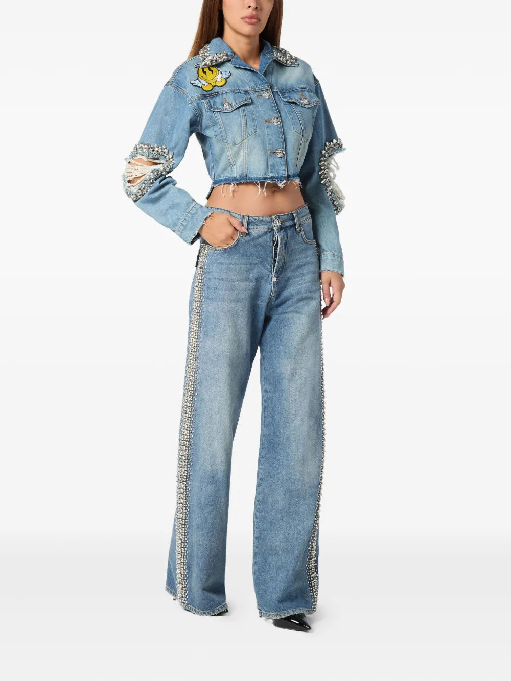 Denim Cropped Smile Jacket
