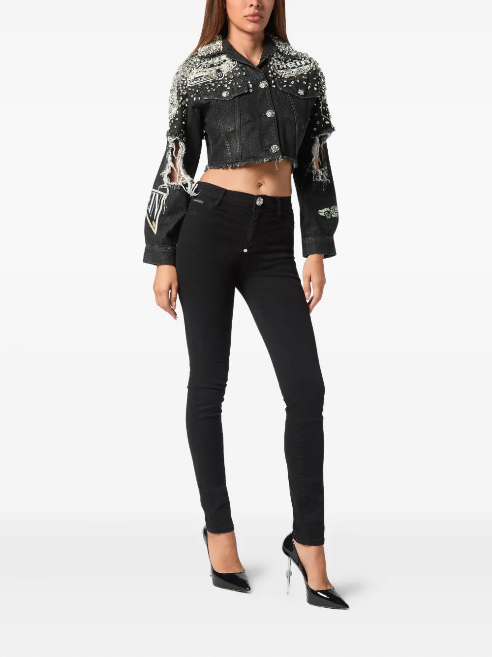 Crystal-Embellished Denim Jacket