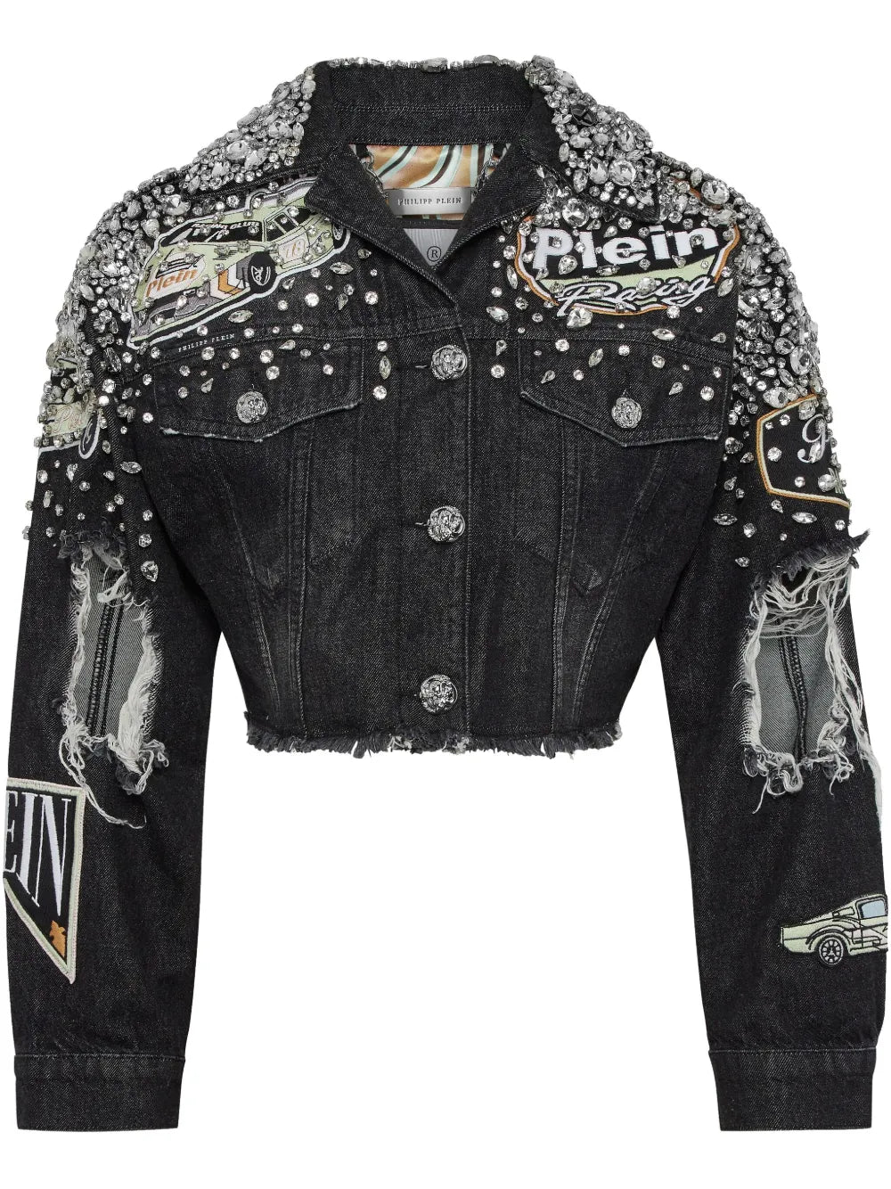 Crystal-Embellished Denim Jacket