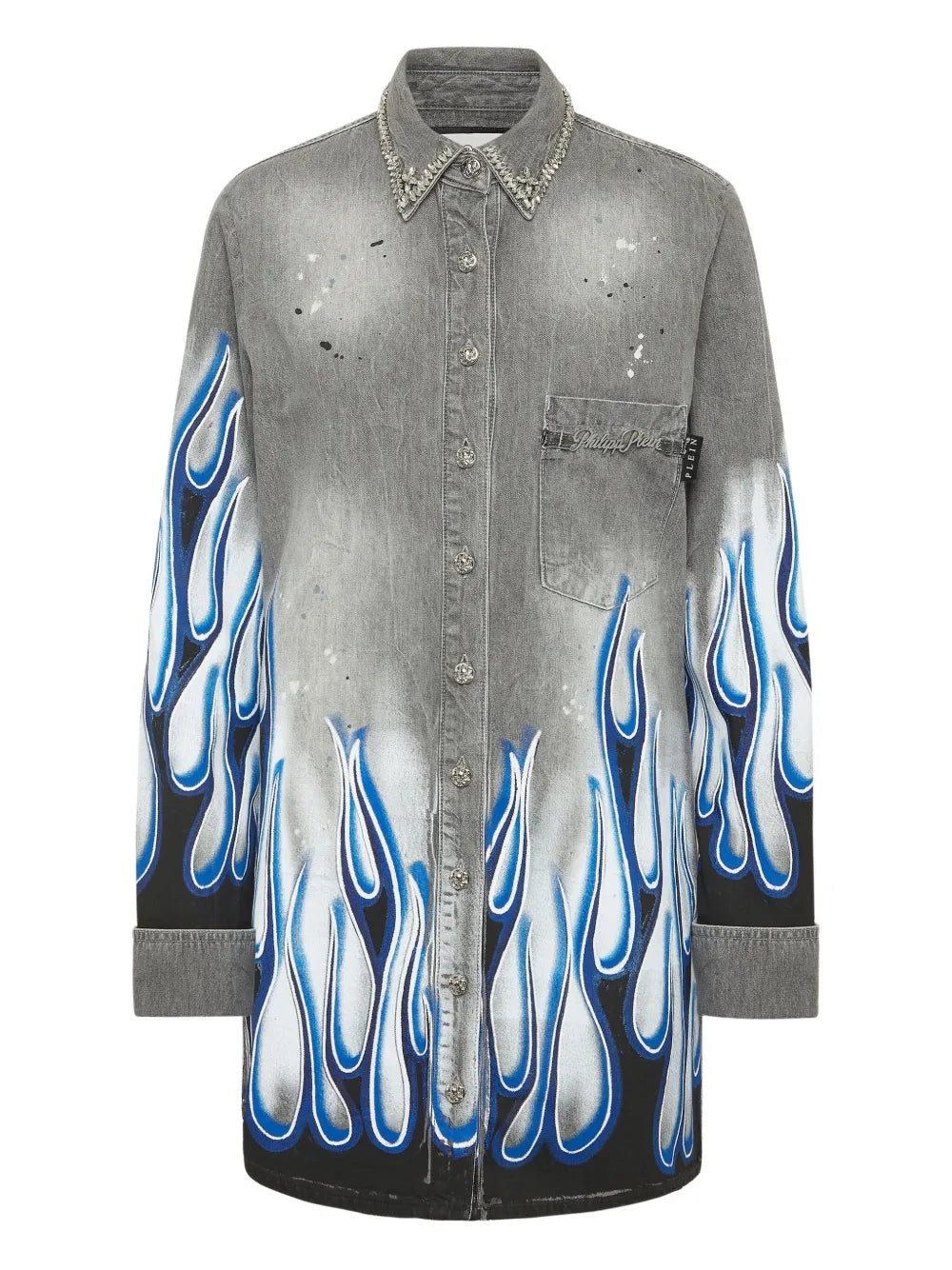 Graphic-Print Denim Shirt