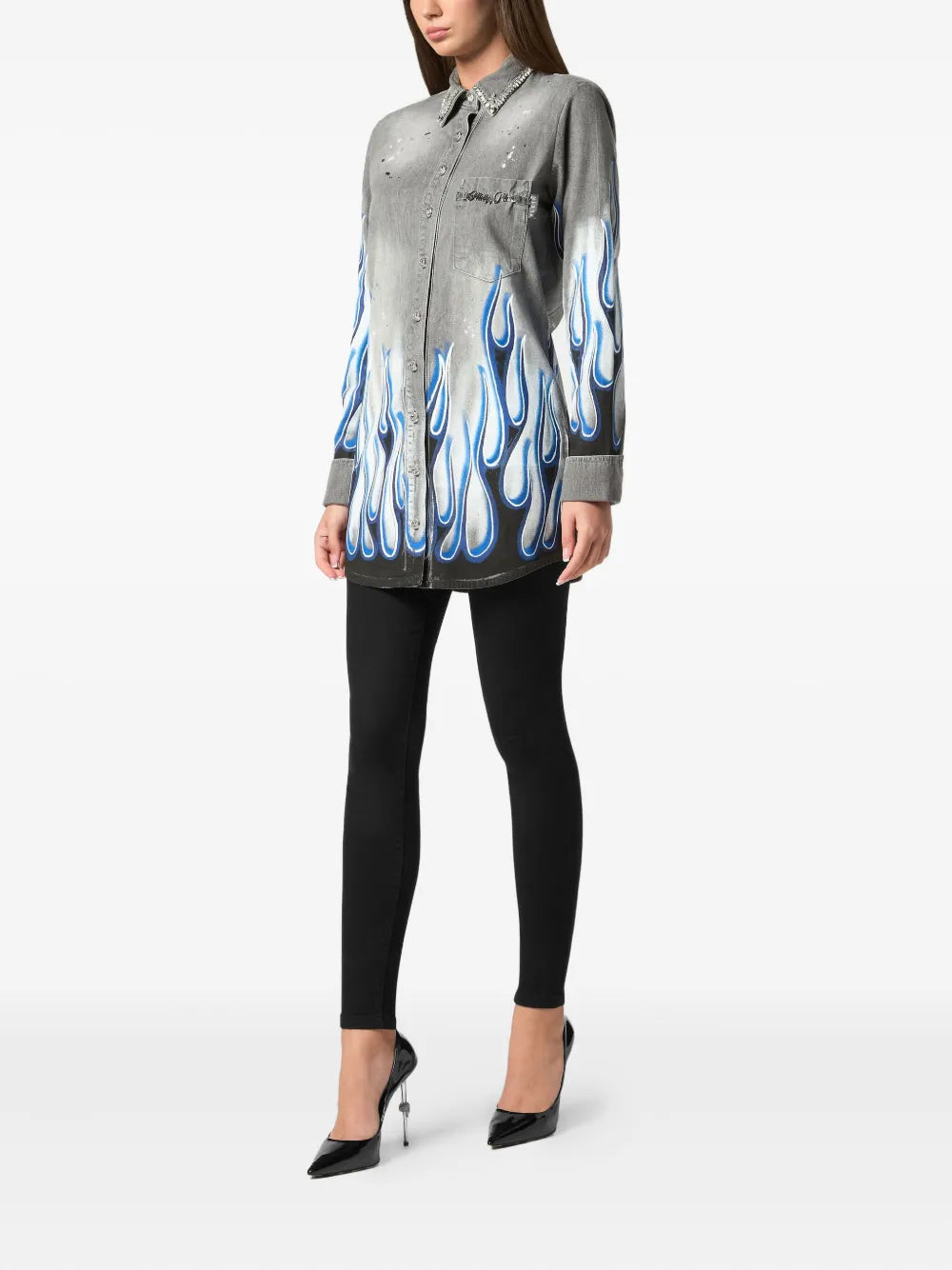Graphic-Print Denim Shirt