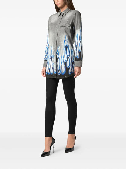 Graphic-Print Denim Shirt
