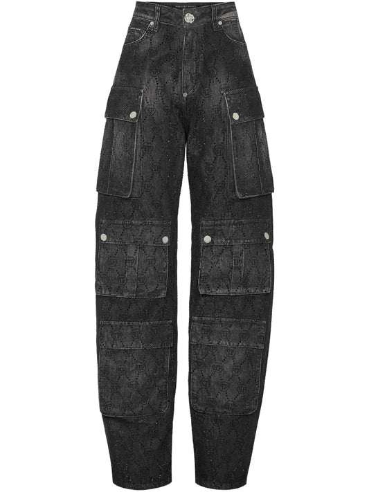 Cargo Monogram Strass Jeans