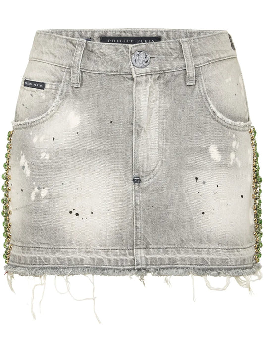 Crystal-Embellished Mini Skirt