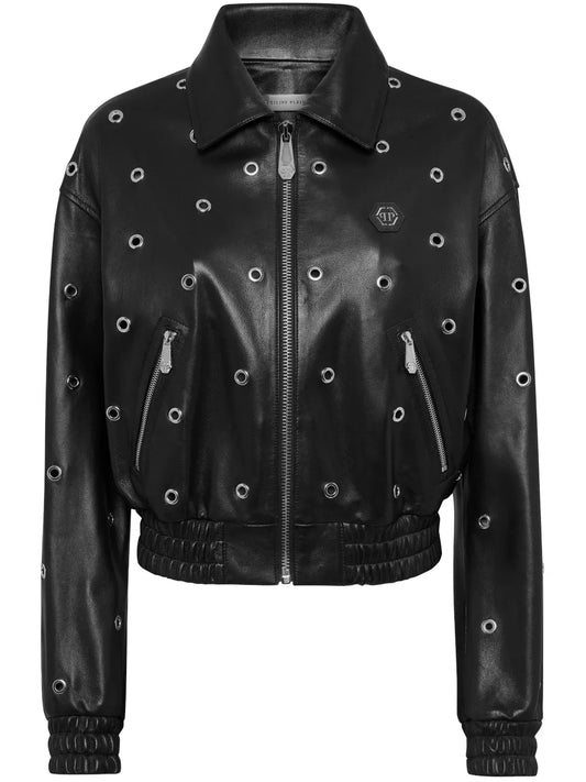 Eyelet-Detailing Bomber Jacket