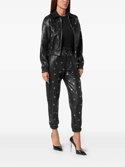 Eyelet-Detailing Bomber Jacket