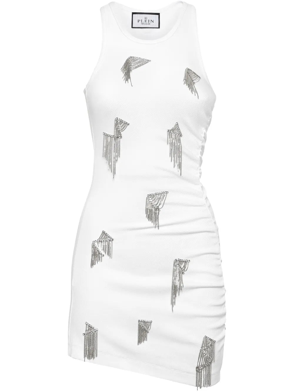 Fringe-Detail Ribbed Mini Dress