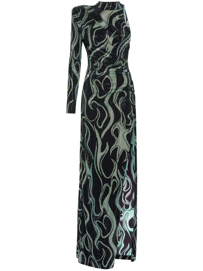 Rhinestone-Embellished Jersey Maxi Dress
