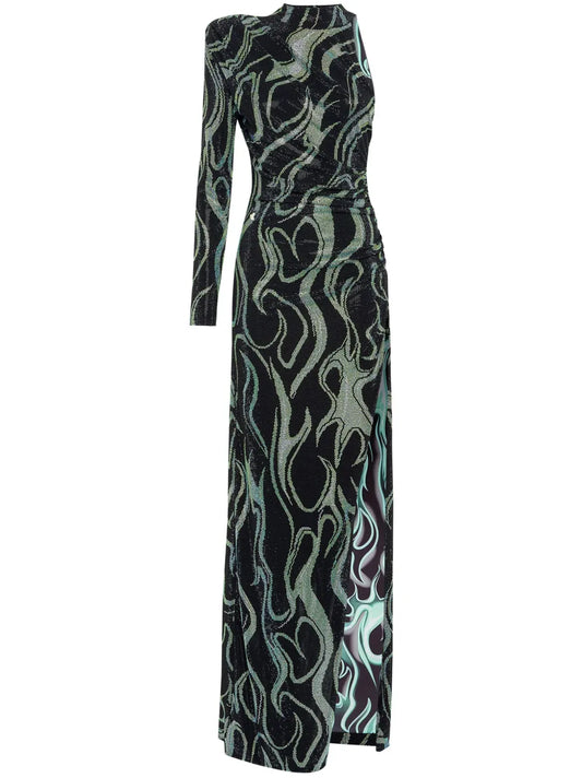 Rhinestone-Embellished Jersey Maxi Dress