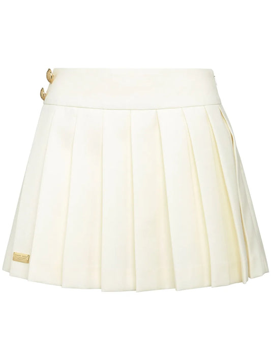 Wool Marine Plissé Skirt