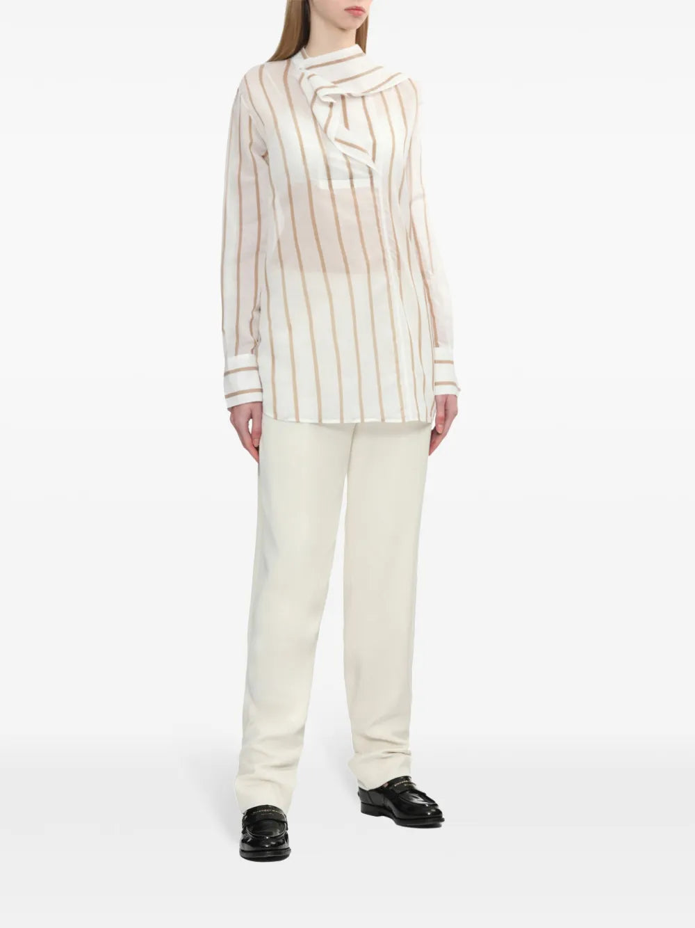 Scarf-Attached Detailing Shirt