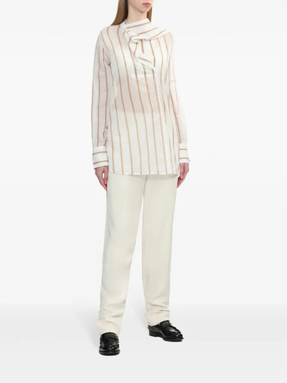 Scarf-Attached Detailing Shirt