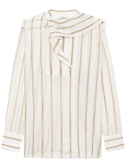 Scarf-Attached Detailing Shirt