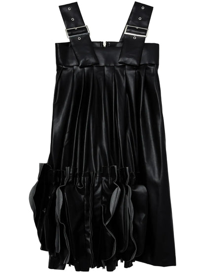 Artificial Leather Midi Dress