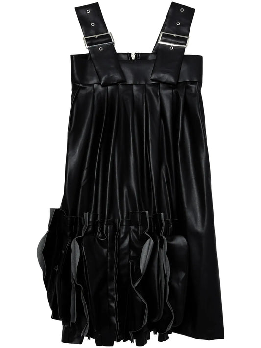 Artificial Leather Midi Dress