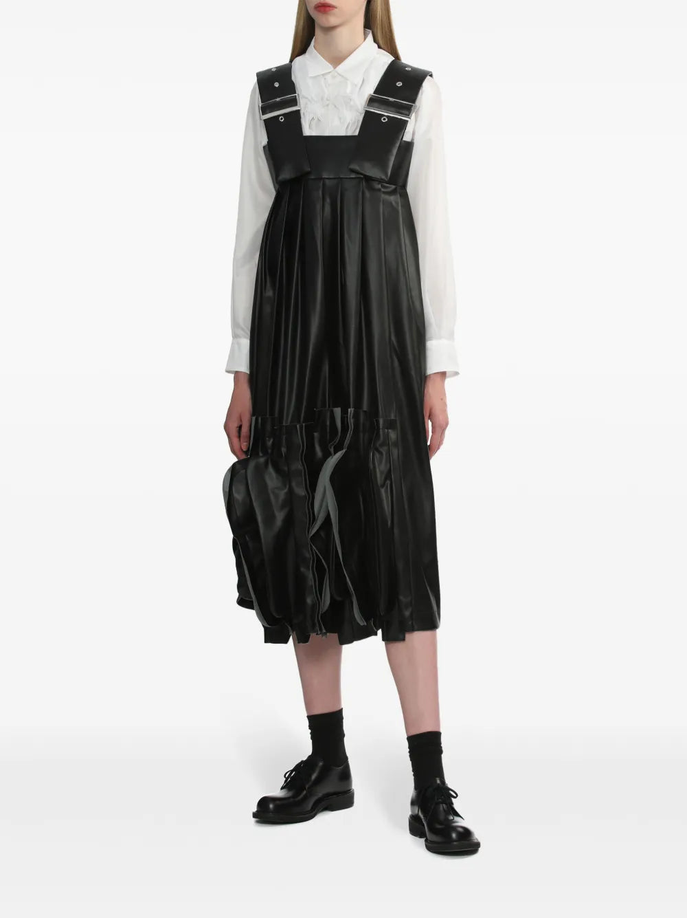 Artificial Leather Midi Dress