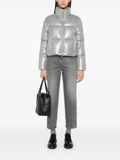 Lamé-Effect Puffer Jacket