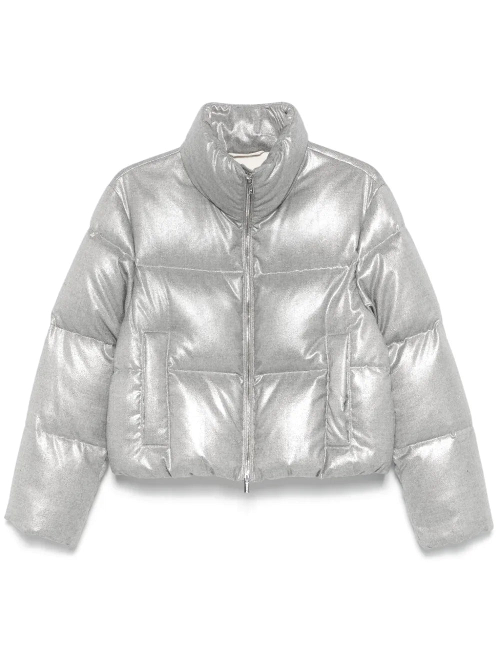 Lamé-Effect Puffer Jacket