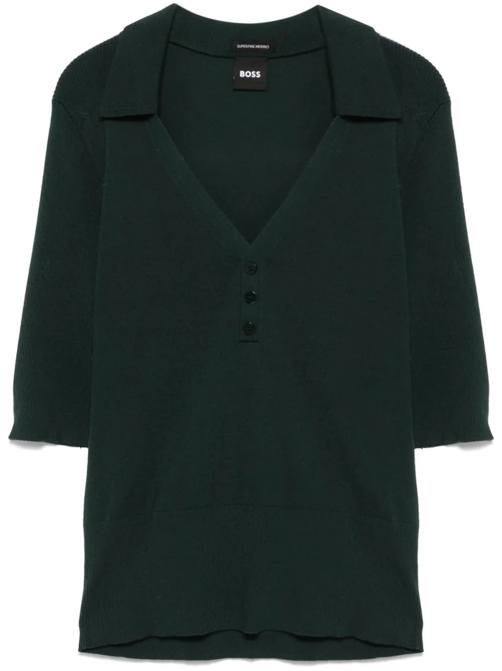 Ribbed-Knit Polo Top
