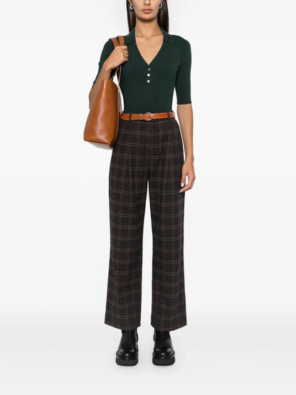 Ribbed-Knit Polo Top