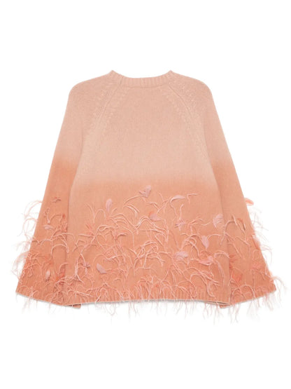 Feather Embellished Knit Sweater