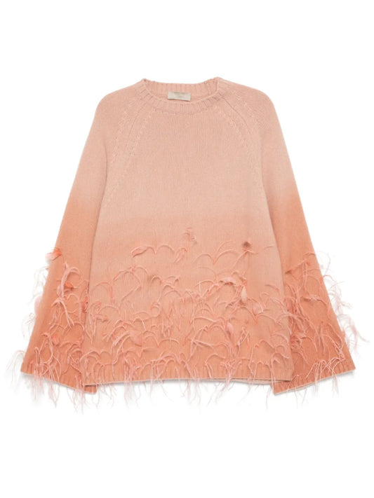 Feather Embellished Knit Sweater