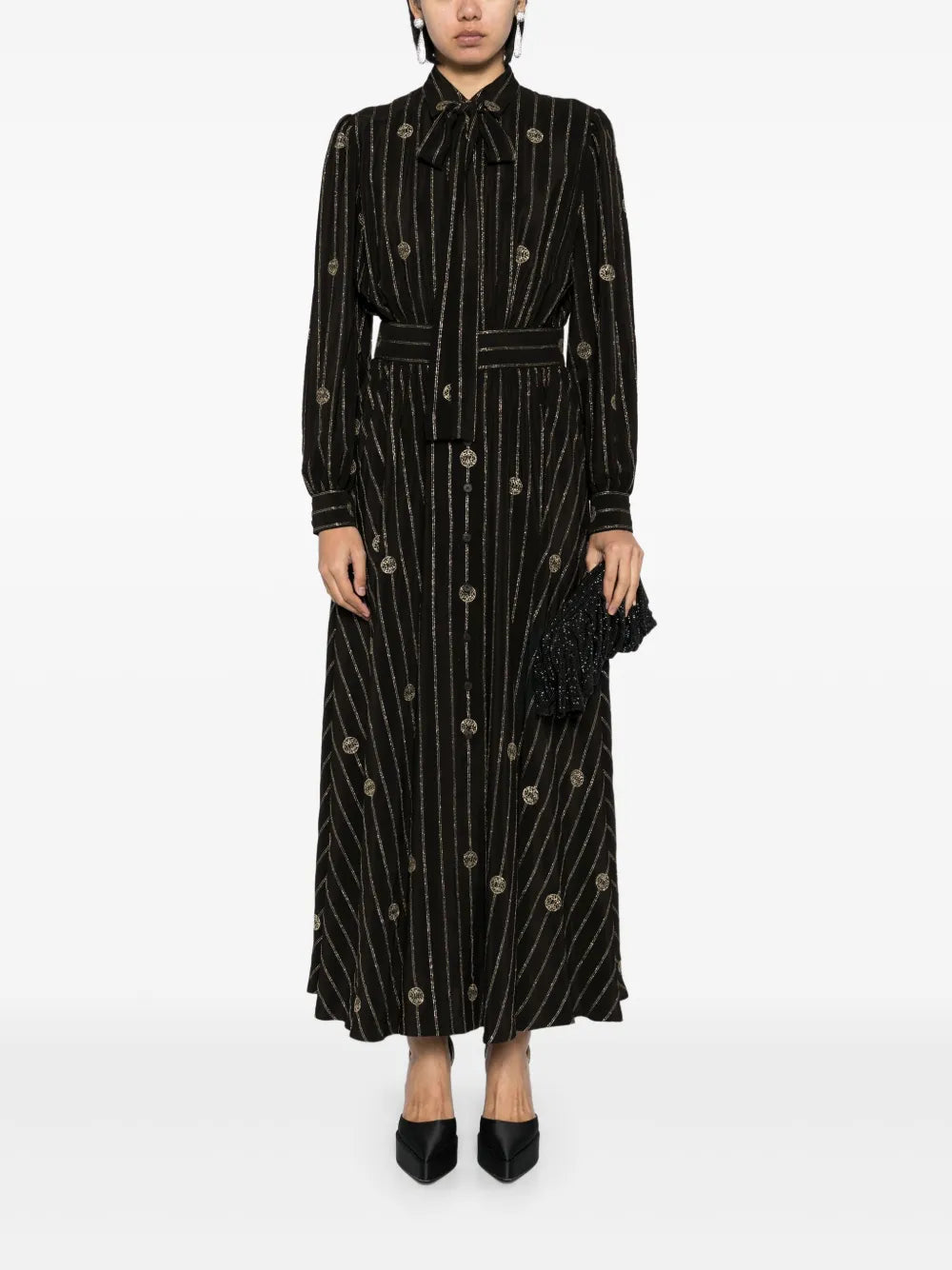Metallic Pinstripe Dress