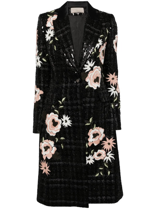 Embroidered Tweed Coat