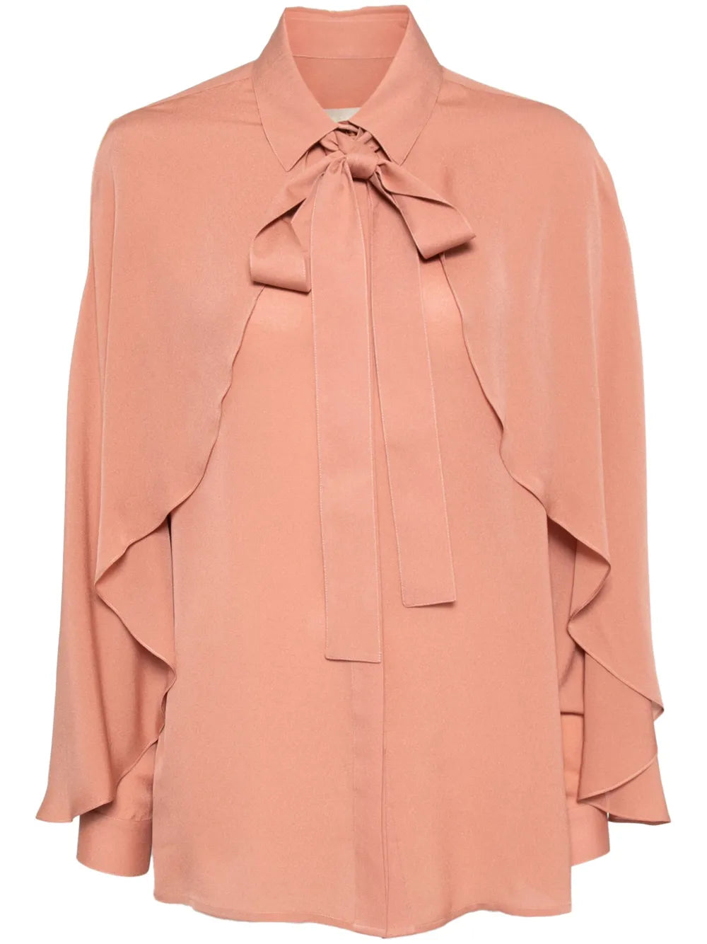 Cape-Effect Silk Shirt