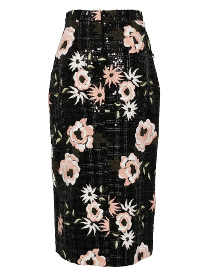Embroidered Tweed Skirt
