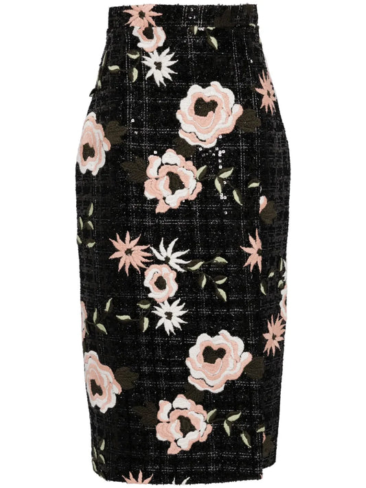 Embroidered Tweed Skirt