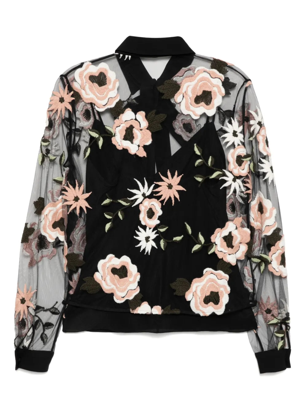 Floral Embroidered Tulle Shirt